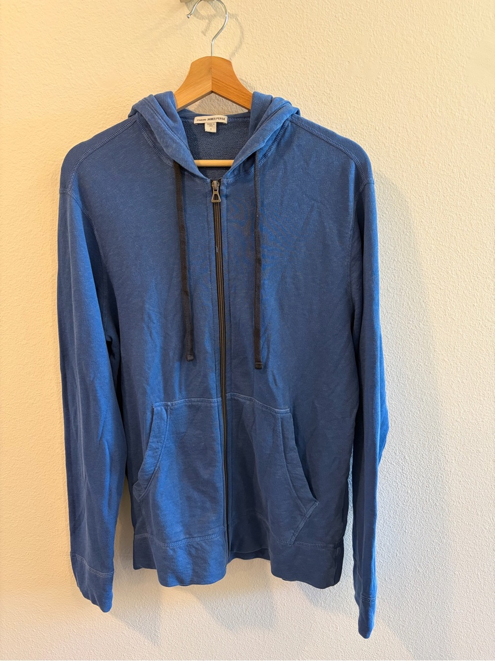 James Perse Medium Blue Zip-Up Hoodie Sweater